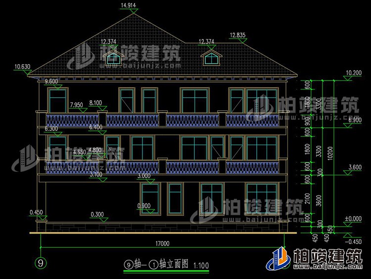 2019新农村欧式别墅设计图，三层自建房大气漂亮别墅BZ368-简欧风格