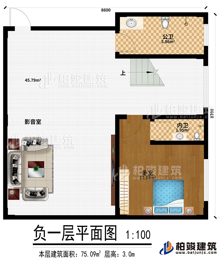 地下室：影音室、公卫、卧室、内卫