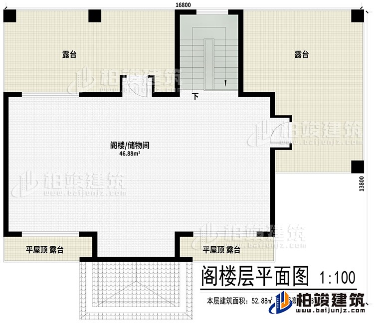 阁楼：阁楼/储物间、2平屋顶露台、2露台